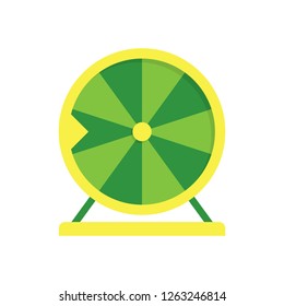 Green fortune wheel illustration. Game, gambling, luck. Casino concept. Vector illustration can be used for topics like casino, circus, entertainment