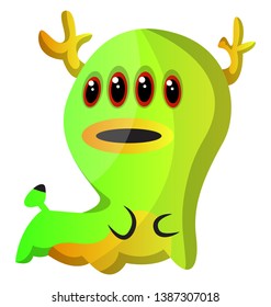 Green four eyed monster illustration vector on white background
