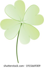 Green four leaf clover beveled with stem