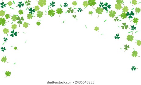 green four leaf clover and confetti banner frame for Patrick day background vector element festival