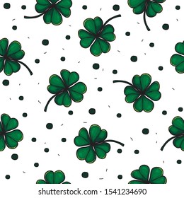 green four leaf clover hand drawing doodle line style isolated white background. seamless pattern vector illustrations eps10