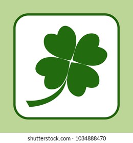Green four leaf clover icon. Vector illustration
