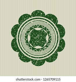 Green four leaf clover icon with rubber seal texture