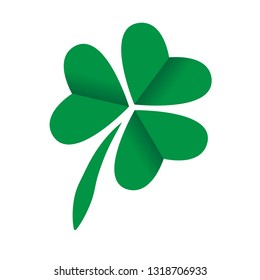 Green Four leaf clover icon for St. Patrick's Day 