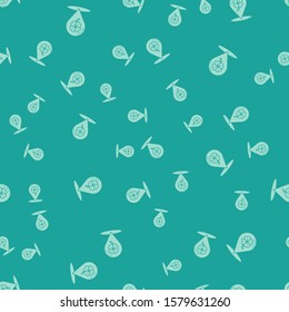 Green Four leaf clover icon isolated seamless pattern on green background. Happy Saint Patrick day.  Vector Illustration