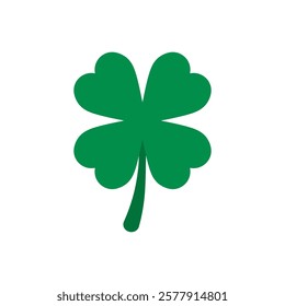 Green four leaf clover icon. Vector illustration.