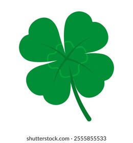 Green Four Leaf Clover isolated icon on white background vector illustration