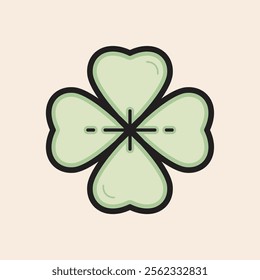 Green four leaf clover with nice reflexes and full of good luck inside filled vector icon. Spring clover icon ready for Leprechauns and magic projects