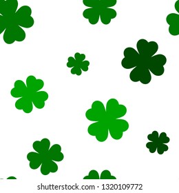 Green four leaf clover seamless pattern, St Patrick day background for textile, wrapping paper, social media, greeting card, poster, celebration banner, web, promotion, shop ad
