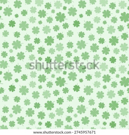Green four leaf clover seamless pattern. Happy Patrick's day background. Vector endless illustration in flat style