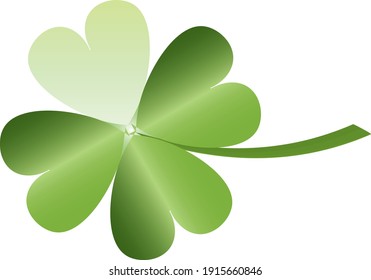 Green four leaf clover with stem