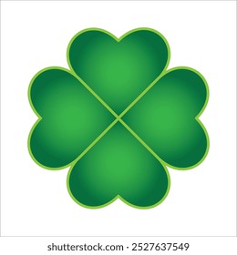 Green Four leaf clover vector icon. Lucky and happiness concept. St Patrick's Day. Lucky Four-leaf clover. Shamrock - green four leaf clover icon. Good luck theme design element.