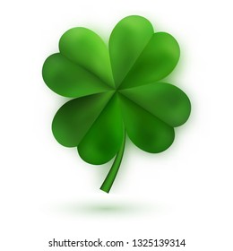 Green Four Leaf Clovers. Irish Lucky and success symbols. Vector illustration.