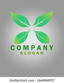 Green four leaf logo design