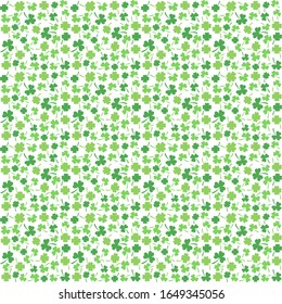Green four and three leaf clover. Shamrock pattern for Happy Saint Patrick s day. Seamless background.