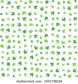 Green four and three leaf clover. Shamrock pattern for Happy Saint Patrick s day. Seamless background.