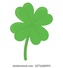 Green four-leaf clover. Good luck clover. Vector isolated image of four leaf clover. Saint patrick's day symbol.