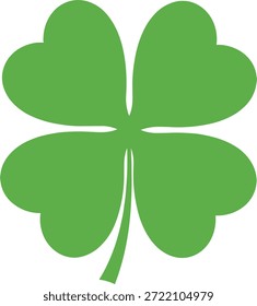 Icono de trébol verde de cuatro hojas con hojas y tallo en forma de corazón, Ilustración vectorial para la suerte Icono de trébol verde de cuatro hojas con hojas y tallo en forma de corazón, Ilustración vectorial para la suerte