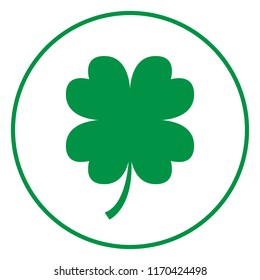 Green four-leaf clover icon. Luck symbol. Vector.