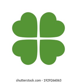 Green Four-leaf clover icon on white. Vector