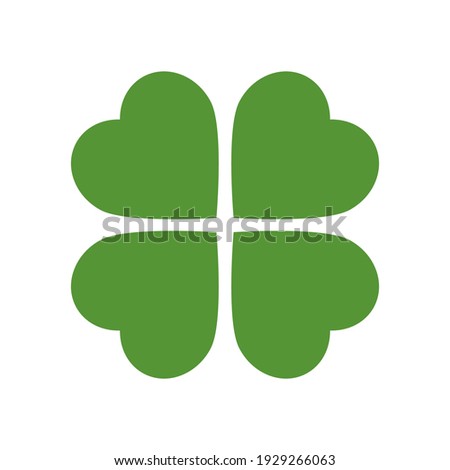 Green Four-leaf clover icon on white. Vector