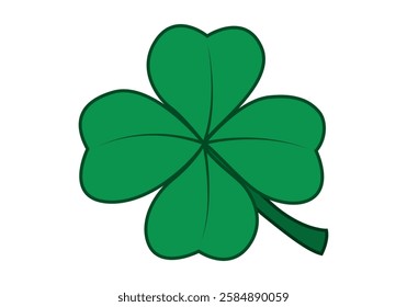 Green four-leaf clover on white background