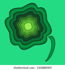 Green four-leaf clover in paper cut style