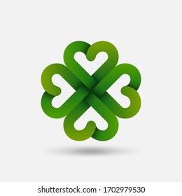 Green Four-leaf Lucky clover symbol