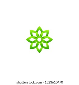 Green fractal mandala logotype, icon, vector illustration