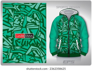 green fragment pattern design, illustration, textile background for sports t-shirt, football jersey shirt mockup for football club. consistent front view