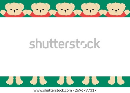 green frame background with funny teddy bear, card template, slide presentation backdrop