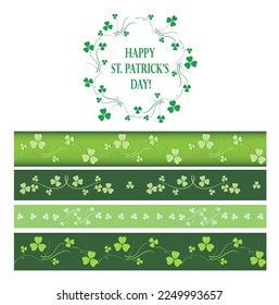 green frame and borders with clovers - vector decorations for saint patrick day