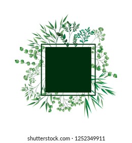 green frame with branches and leafs