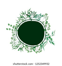 green frame with branches and leafs