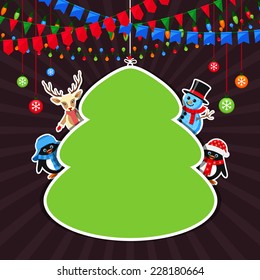 Marco verde con personajes de Navidad