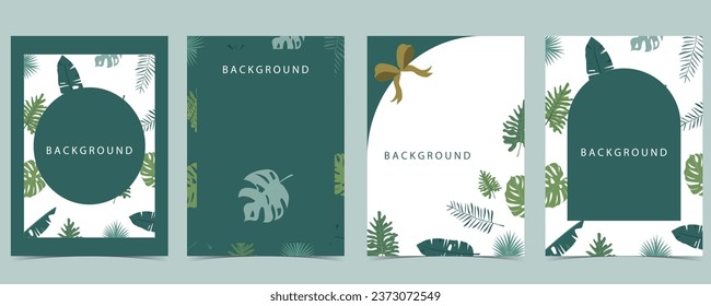 green frame collection of safari background set.Editable vector illustration for birthday invitation,postcard and sticker