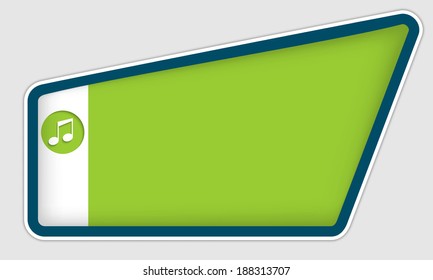 green frame for entering text with music icon