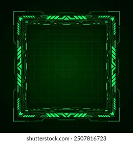 Green frame futuristic hud technology modern abstract geometric shape design.
