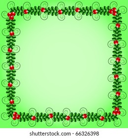 Green frame with leafs and berries