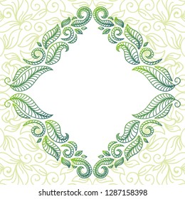 Green frame of leaves. Vector illustration
