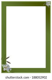 Green frame with lilies. Vector.