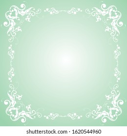 Green frame, Natural decor of plants. Vector cartoon illustration, trendy style, vector illustration.