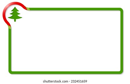 green frame with red corner and xmas tree