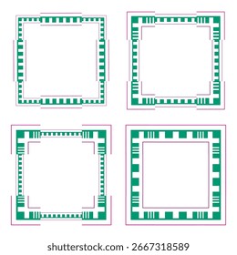 Conjunto de quadros verde. Ícone de nova borda. Projeto de padrão folhosos. Elemento de design vetorial.