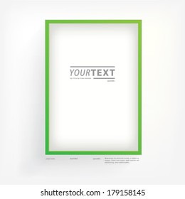 Green frame template with your text on light background. Eps 10 vector illustration.