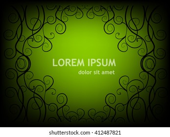  Green Frame for text of flourishes. Vector