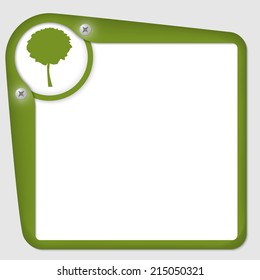 green frame for text with screws and tree symbol