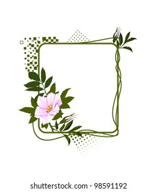 The green frame with the wild pale lilac roses