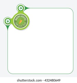 Green frame for your text and icon of raw pure food