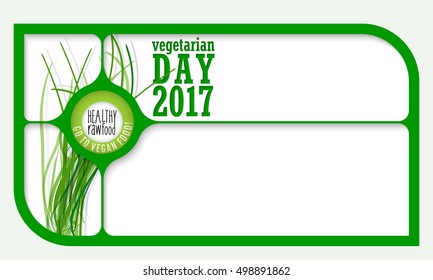 Green frame for your text and the words vegetarian day